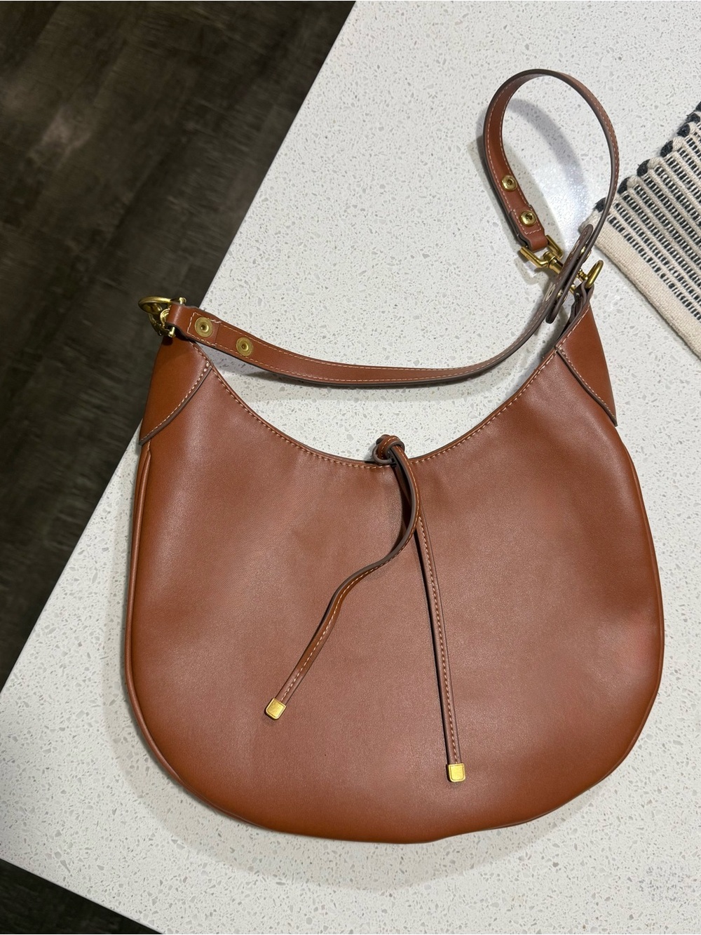 Mango Tan Brown Leather Shoulder Hobo Bag - Picture 2 of 3